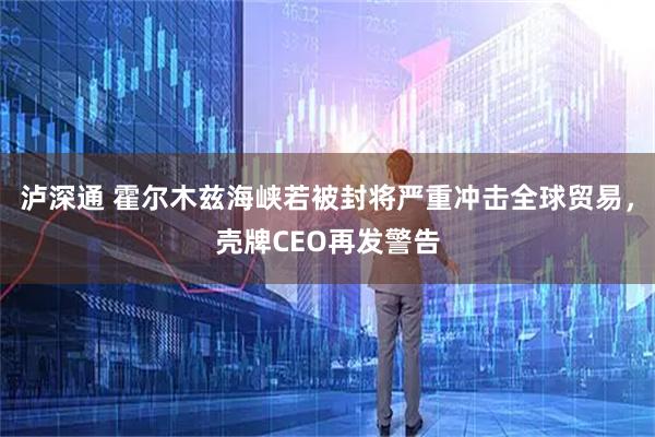 泸深通 霍尔木兹海峡若被封将严重冲击全球贸易，壳牌CEO再发警告